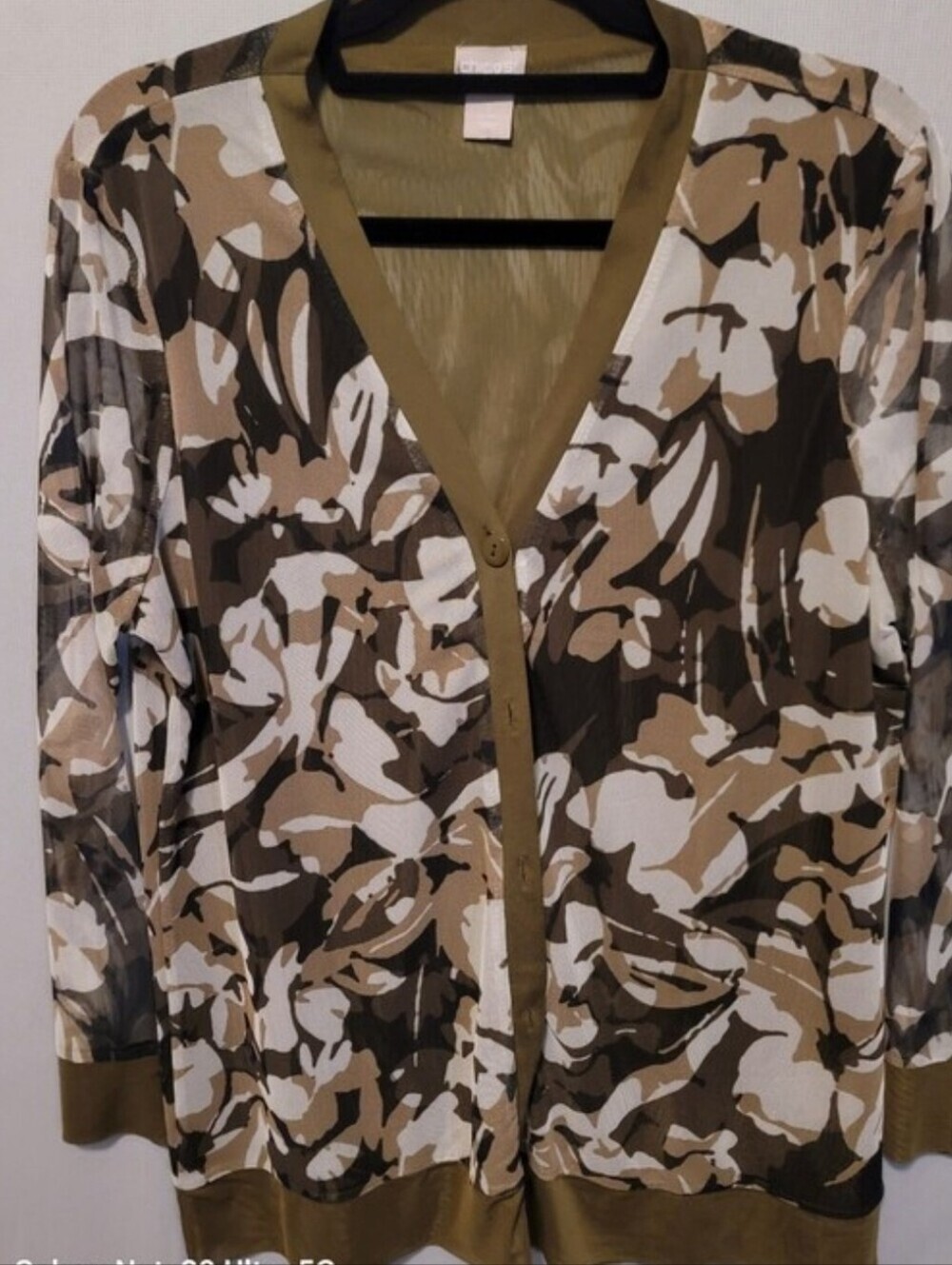 Chico Green Floral Cardigan Large (2)